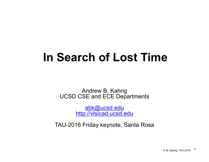 in search of lost time