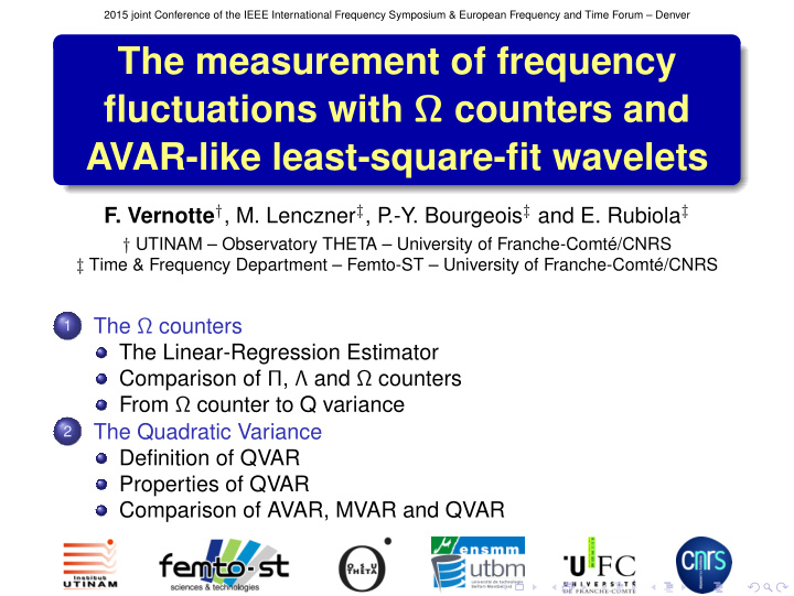 the measurement of frequency fluctuations with counters