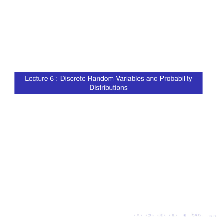 lecture 6 discrete random variables and probability