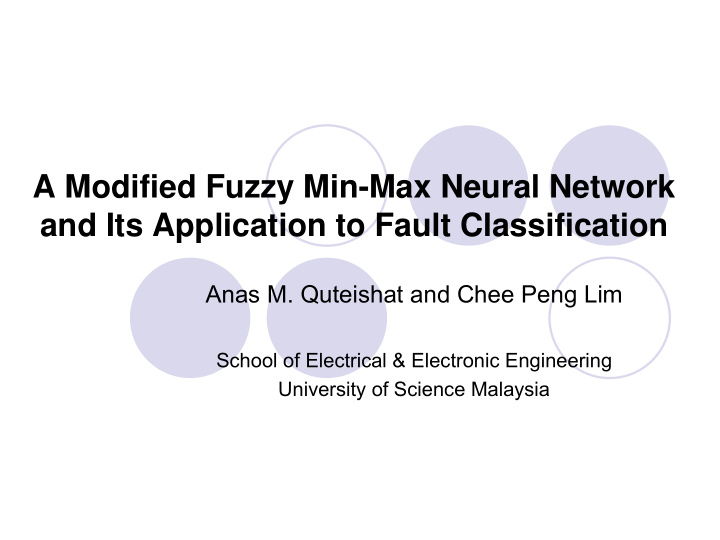 a modified fuzzy min max neural network and its