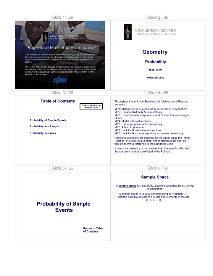 probability of simple events