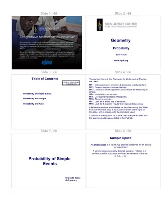 Probability of Simple  Events  Return to Table  of Contents  Slide 7 / 66  Slide 8 / 66  Sample