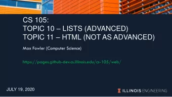 TOPIC 11  HTML (NOT AS ADVANCED)  Max Fowler (Computer Science)
