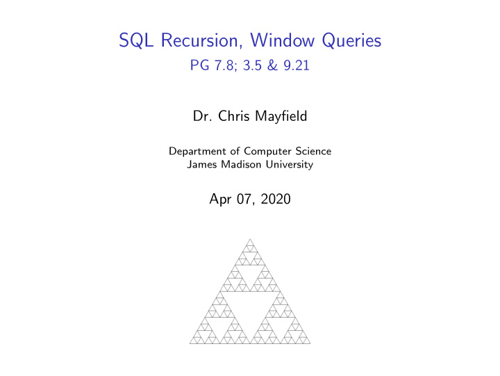 sql recursion window queries