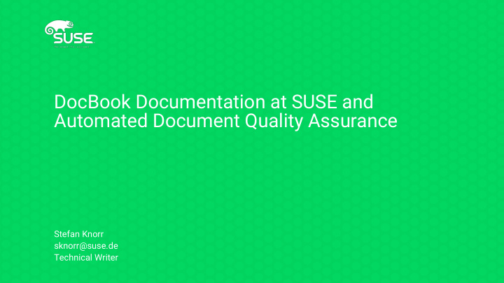 docbook documentation at suse and automated document