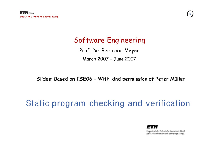 static program checking and verification correctness