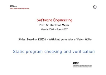Static program checking and verification  Correctness class ArraySet implements Set { class
