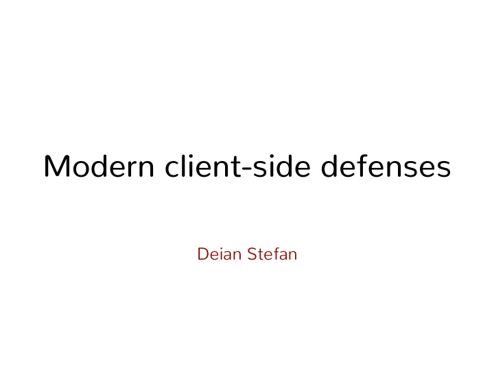 modern client side defenses