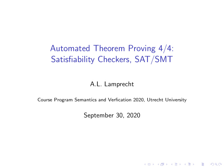 automated theorem proving 4 4 satisfiability checkers sat
