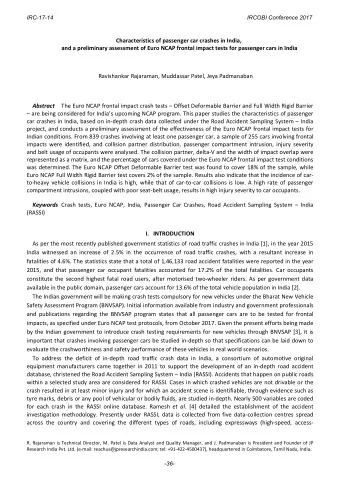 Characteristics of passenger car crashes in India, and a preliminary assessment of Euro NCAP