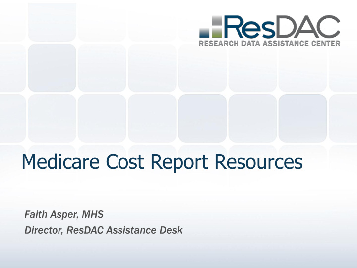 medicare cost report resources