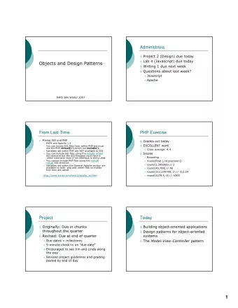 1  Web application design  Writing PHP pages