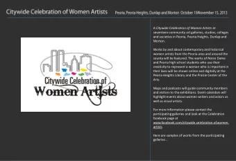 A Citywide Celebration of Women Artists at  seventeen community art galleries, studios, colleges