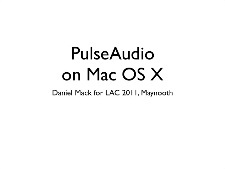 pulseaudio on mac os x