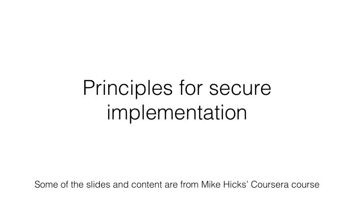 principles for secure implementation
