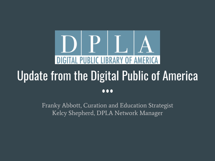 update from the digital public of america