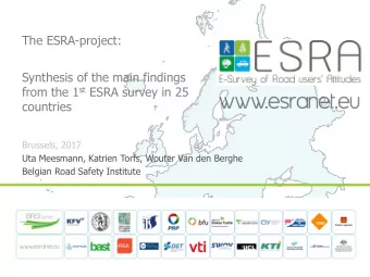 countries  Brussels, 2017  Uta Meesmann, Katrien Torfs, Wouter Van den Berghe  Belgian Road Safety