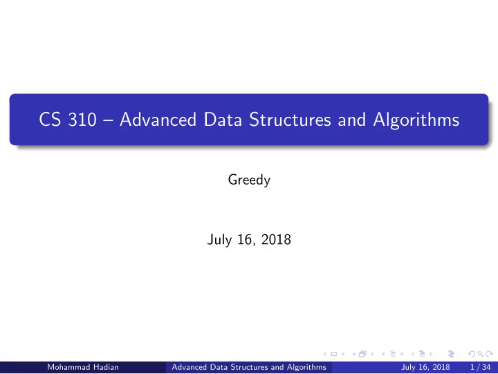 cs 310 advanced data structures and algorithms