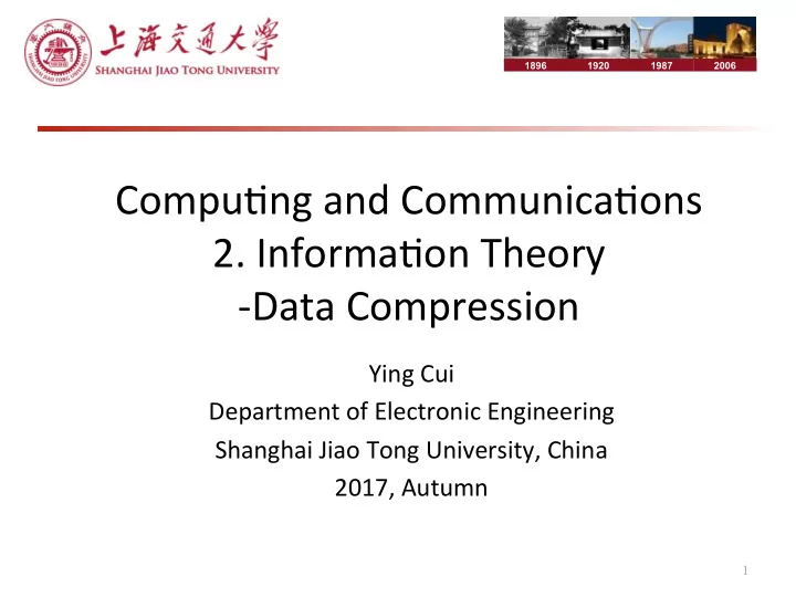 compu ng and communica ons 2 informa on theory data