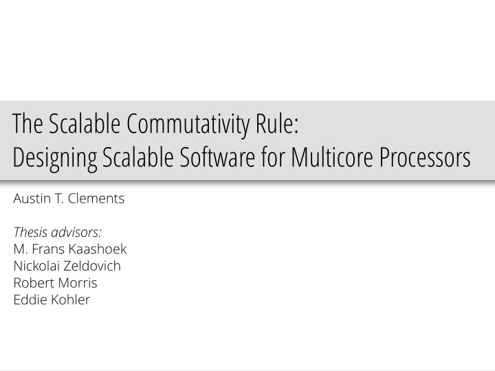 the scalable commutativity rule designing scalable