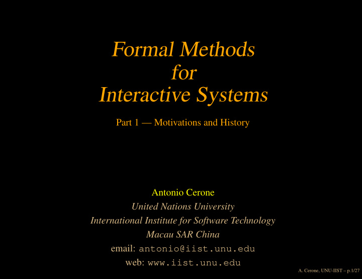 formal methods for interactive systems