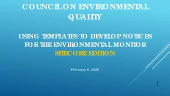 COUNCIL  ON E  NVIRONME  NT  AL  QUAL  IT  Y  USING T  E  MPL  AT  E  S T  O DE  VE  L  OP NOT  ICE