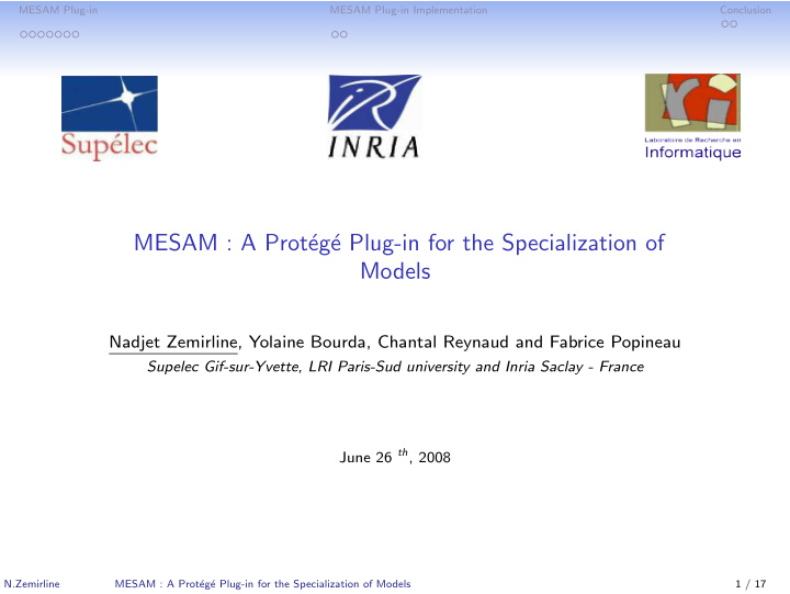 mesam a prot eg e plug in for the specialization of models