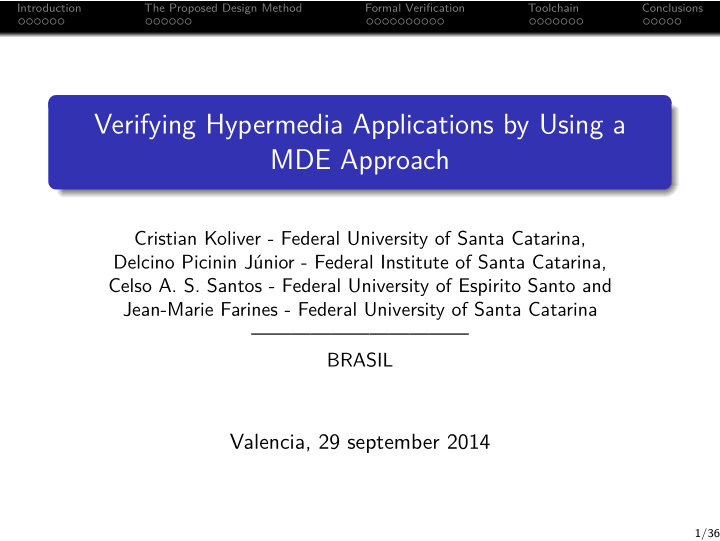 verifying hypermedia applications by using a mde approach