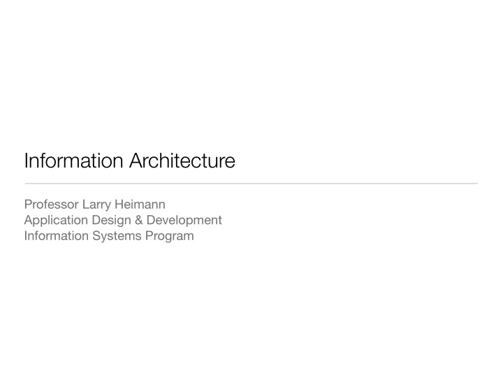 information architecture