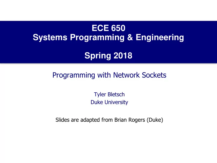ece 650 systems programming engineering spring 2018