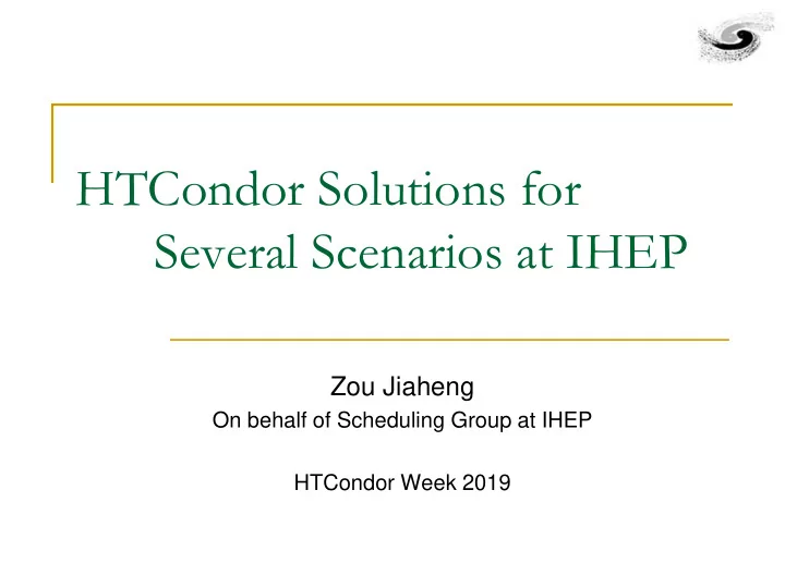 several scenarios at ihep