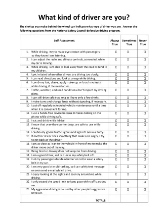 What kind of driver are you?  The choices you make behind the wheel can indicate what type of