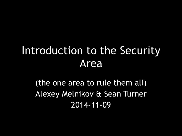 introduction to the security area