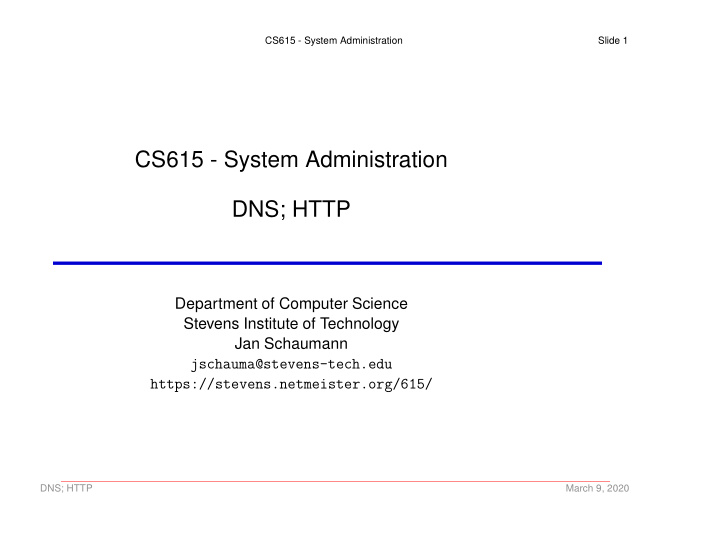 cs615 system administration dns http