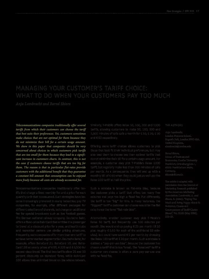 managing your customer s tariff choice what to do when