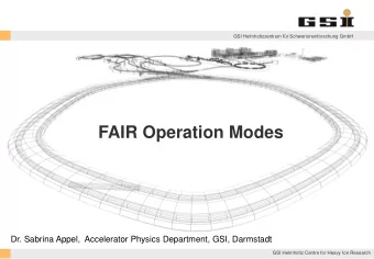 FAIR Operation Modes  Dr. Sabrina Appel,  Accelerator Physics Department, GSI, Darmstadt  GSI