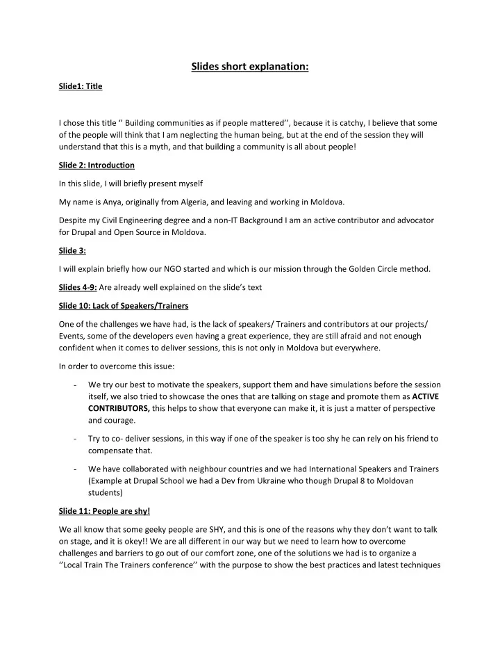 slides short explanation
