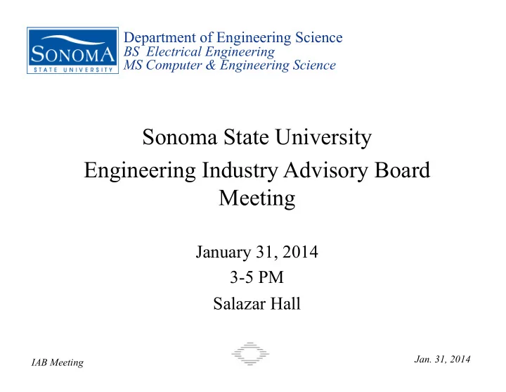 sonoma state university engineering industry advisory