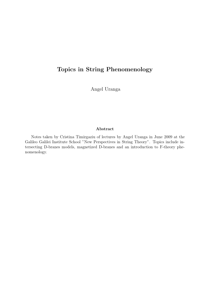 topics in string phenomenology