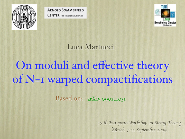 on moduli and e ff ective theory of n 1 warped