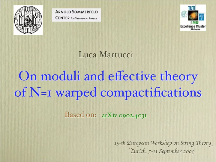 on moduli and e ff ective theory of n 1 warped
