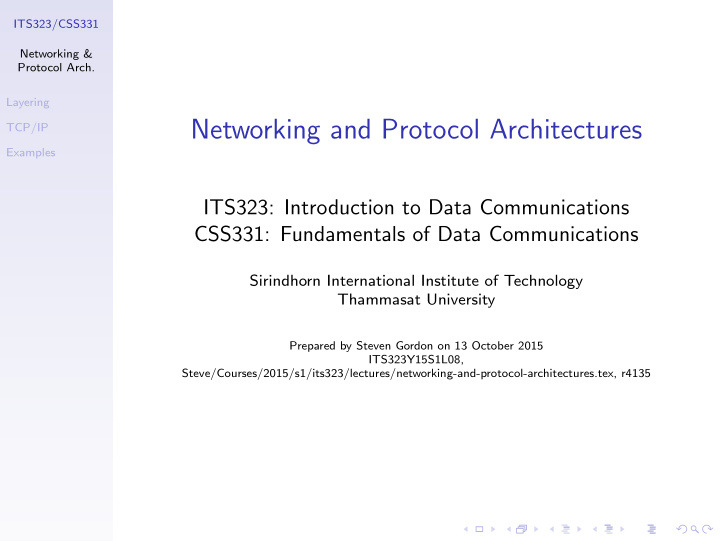 networking and protocol architectures