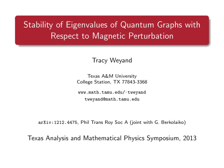 stability of eigenvalues of quantum graphs with respect