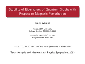 Stability of Eigenvalues of Quantum Graphs with  Respect to Magnetic Perturbation  Tracy Weyand