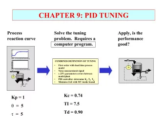 CHAPTER 9: PID TUNING  Process  Solve the tuning  Apply, is the  reaction curve  problem.  Requires