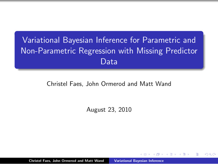 variational bayesian inference for parametric and non