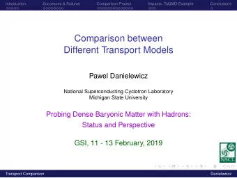 Comparison between  Different Transport Models  Pawel Danielewicz  National Superconducting