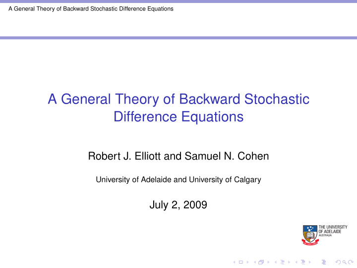 a general theory of backward stochastic difference