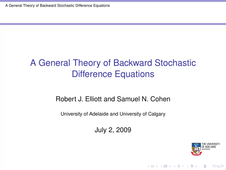 a general theory of backward stochastic difference