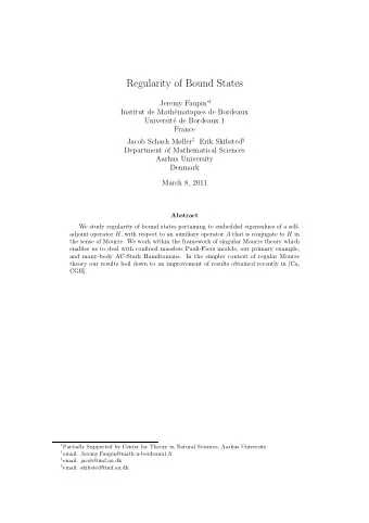 Regularity of Bound States Jeremy Faupin   Institut de Math  ematiques de Bordeaux